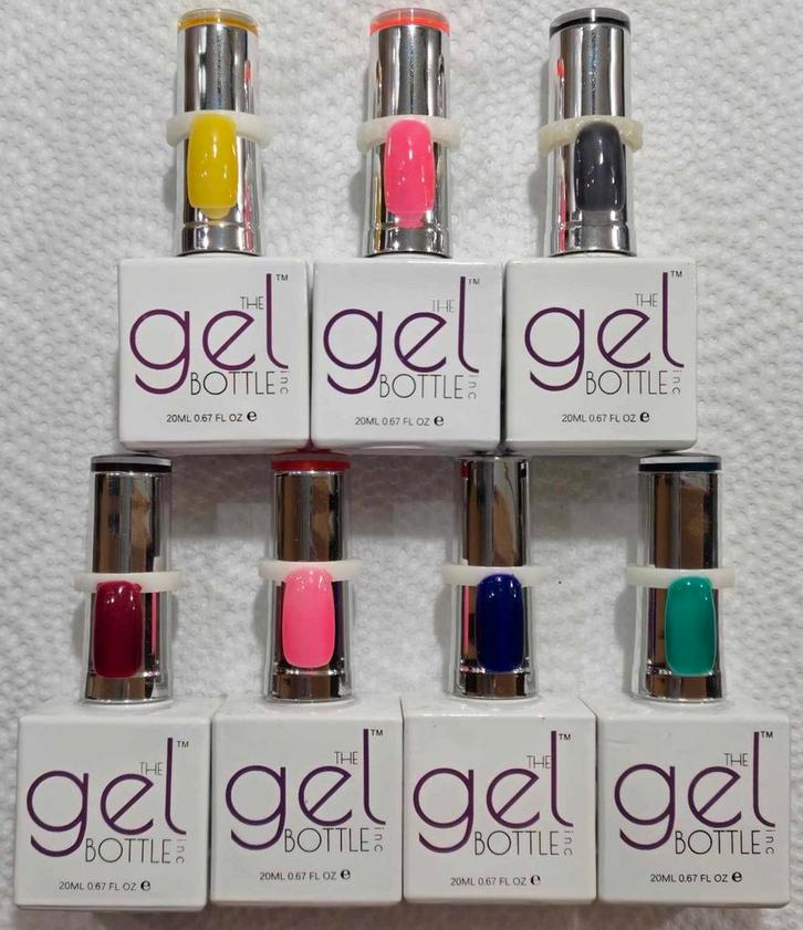 7 flesjes THE GEL BOTTLE GLASS gel polish 20ml, Sieraden, Tassen en Uiterlijk, Uiterlijk | Cosmetica en Make-up, Nieuw, Handen en Nagels
