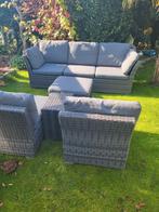 NOACH Loungeset van wicker bank 2 stoelen en hocker tafeltje, Ophalen, Gebruikt, Bank, Wicker