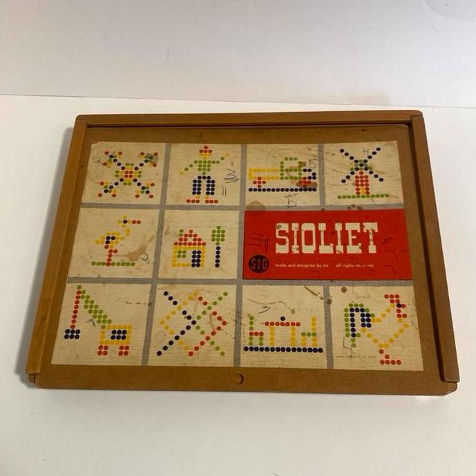 Vintage Houten Sio Sioliet Inlegspel met stekertjes van hout, Ophalen of Verzenden, Gebruikt