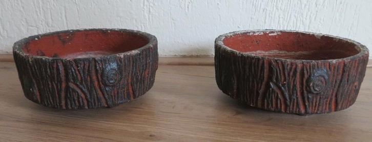 Aardewerken bloempotten laag Rood-Bruin Jaren 50 Vintage, Tuin en Terras, Bloempotten, Gebruikt, Aardewerk, Binnen, Minder dan 40 cm