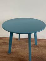 Blauw metalen bijzettafel - Rond, Minder dan 55 cm, Metaal of Aluminium, Rond, Zo goed als nieuw