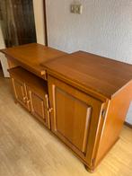 Massief houten TV / Platenspeler kast – Retro/Vintage, Ophalen, Gebruikt, 100 tot 150 cm, Met deur(en)