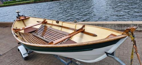 Houten Finse roeisloep in topstaat!, Watersport en Boten, Sloepen, Zo goed als nieuw, Tot 10 pk, 3 tot 6 meter, Buitenboordmotor