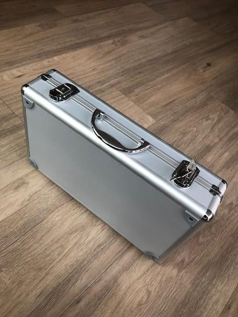 aluminium muntcassette-box met 5 munt 'bladen'., Ophalen of Verzenden, Overige typen