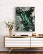 Abstract Schilderij - Groen/Zwart, Antiek en Kunst, Ophalen of Verzenden
