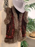 Vintage Afghaanse waistcoat S M bohemian embroidery gilet, Kleding | Dames, Maat 38/40 (M), Ophalen of Verzenden, Bruin, Zo goed als nieuw