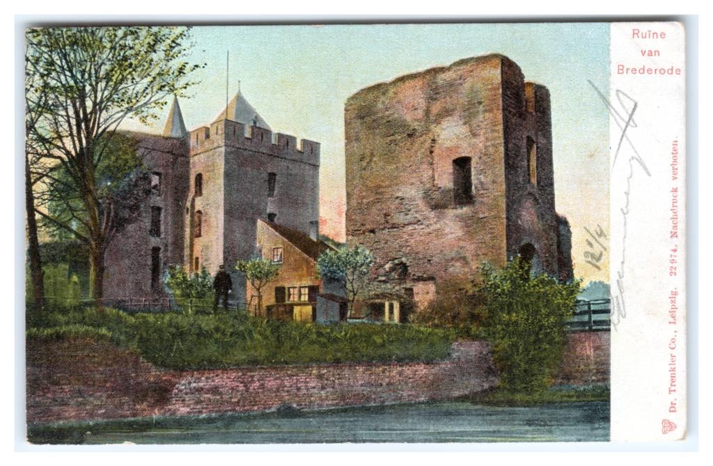 Santpoort, Ruïne van Brederode, Verzamelen, Ansichtkaarten | Nederland, Gelopen, Noord-Holland, Voor 1920, Verzenden