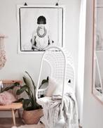 HK Living hangstoel rotan wit, Huis en Inrichting, Ophalen, Wit, Zo goed als nieuw, Eén