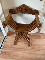 Antieke Troonstoel met Leeuwenkoppen, Antiek en Kunst, Antiek | Meubels | Stoelen en Banken, Ophalen of Verzenden