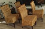 4 eetkamerstoelen rotan met houten poten, Huis en Inrichting, Stoelen, Ophalen of Verzenden, Zo goed als nieuw, Bruin