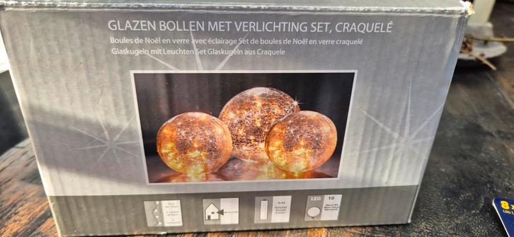 Zgan 3 glazen sobere ballen met verlichting (kerst), Diversen, Kerst, Ophalen of Verzenden