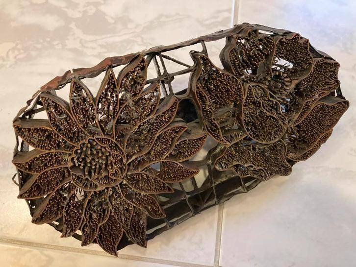  Indonesische batik textielstempel, vintage, 25 bij 13 cm., Antiek en Kunst, Curiosa en Brocante, Ophalen of Verzenden