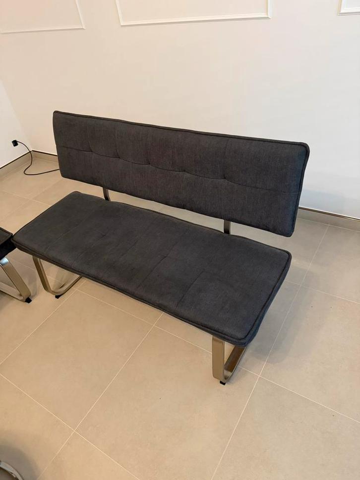 Set van 2 grijze bankjes, Tuin en Terras, Tuinbanken, Gebruikt, Metaal, Ophalen