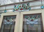 Set openslaande deuren / bovenlicht jugendstil glas in lood., Ophalen