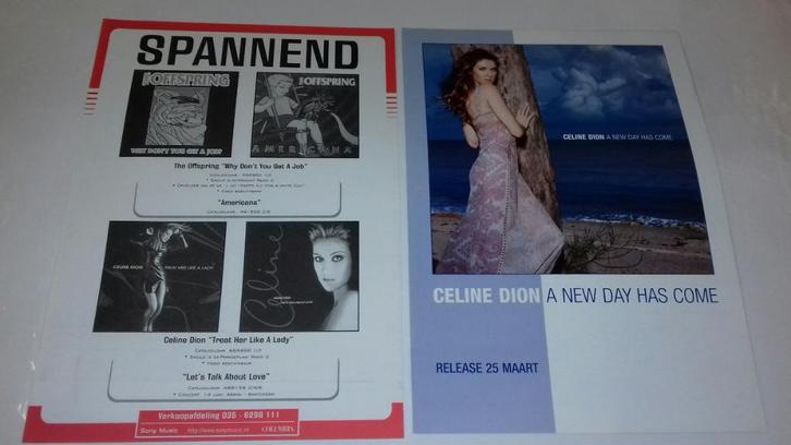 Celine Dion PROMO folders set van 2 Sony Music, Verzamelen, Muziek, Artiesten en Beroemdheden, Zo goed als nieuw, Boek, Tijdschrift of Artikel