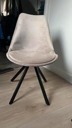 3 Velours Champagne Kleur Eetkamerstoelen, Huis en Inrichting, Ophalen, Overige kleuren, Drie, Zo goed als nieuw