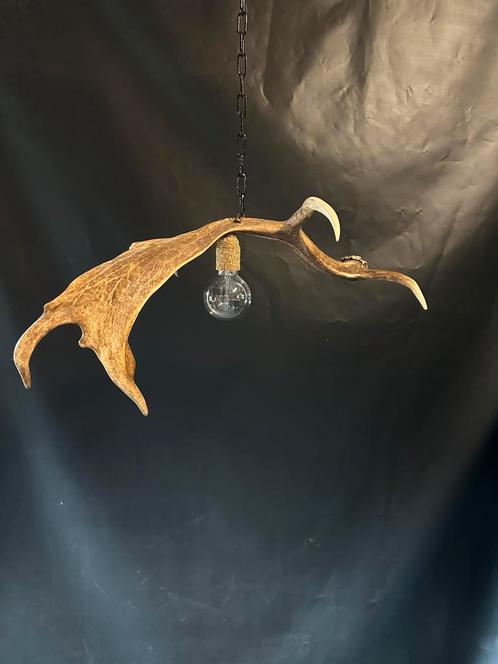 Geweienlamp.lamp.hanglamp.geweien.edelhert.damhert.brocante, Huis en Inrichting, Lampen | Hanglampen, Zo goed als nieuw, Minder dan 50 cm