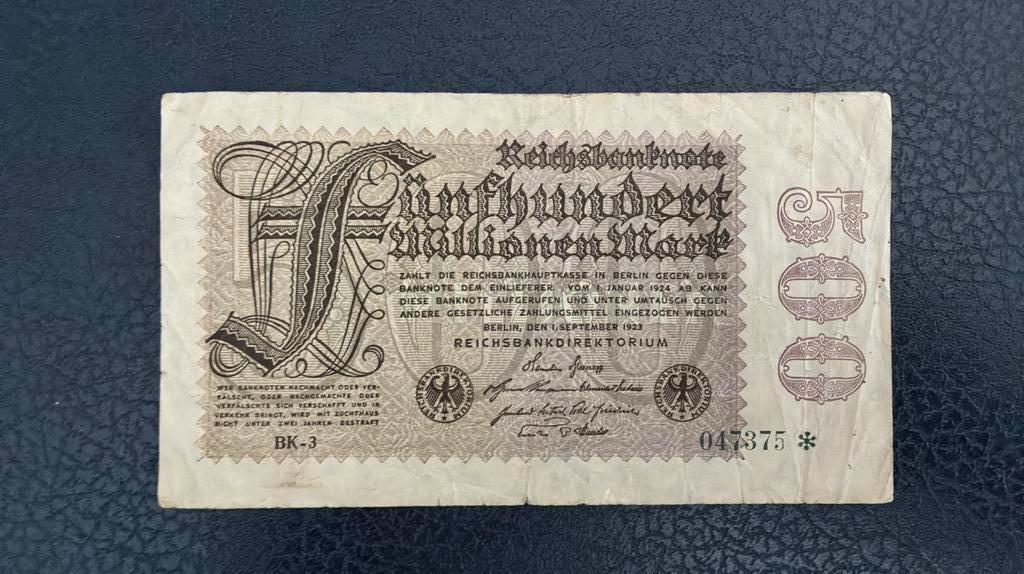 Duitsland 500 miljoen mark 1923, Postzegels en Munten, Bankbiljetten | Europa | Niet-Eurobiljetten, Ophalen of Verzenden, Duitsland
