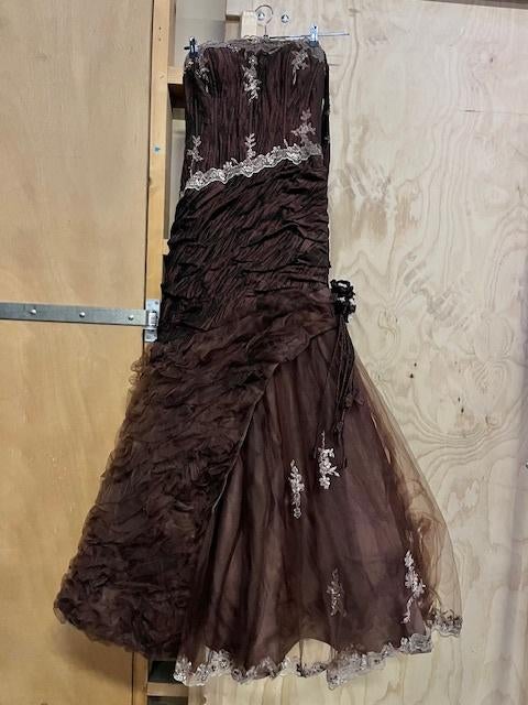 strapless galajurk, Kleding | Dames, Gelegenheidskleding, Galajurk, Bruin, Zo goed als nieuw, Ophalen
