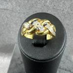 Gouden Ring | 14k* | 1,92g | gevlochten+brilj.|16,75| 388779, Sieraden, Tassen en Uiterlijk, Ringen, Gebruikt, Ophalen of Verzenden