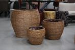 Grote ronde bloempotten / manden riet rotan (3 maten), Tuin en Terras, Bloempotten, Overige materialen, 40 cm of meer, Rond, Ophalen of Verzenden