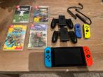 Nintendo Switch + 9 spellen, Spelcomputers en Games, Spelcomputers | Nintendo Switch, Gebruikt, Ophalen, Switch 2019 Upgrade, Met 3 controllers of meer