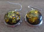 fraaie oorbellen met steen zilver, Hangers, Geel, Ophalen of Verzenden, Zo goed als nieuw