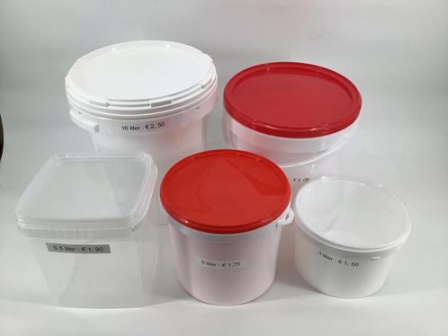 Emmers,Bewaaremmers.Nieuw.Maat: 3,3.5,5,5,10,16,21.6en30ltr., Huis en Inrichting, Emmers, Nieuw, Kunststof, Met deksel, Ophalen of Verzenden