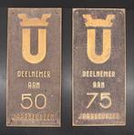 Twee Bronzen Jaarbeurs Utrecht deelnemer plaquettes, Antiek en Kunst, Antiek | Koper en Brons, Ophalen of Verzenden, Brons