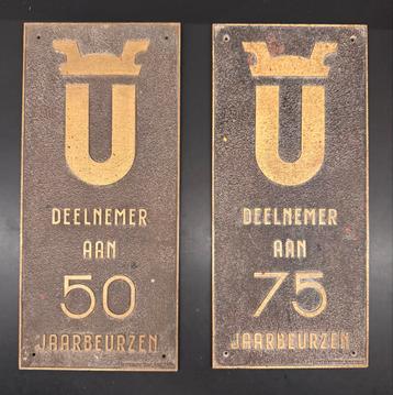 Twee Bronzen Jaarbeurs Utrecht deelnemer plaquettes beschikbaar voor biedingen