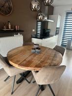 Mangohouten eettafel, Huis en Inrichting, Tafels | Eettafels, Ophalen, Gebruikt, 100 tot 150 cm, Rond