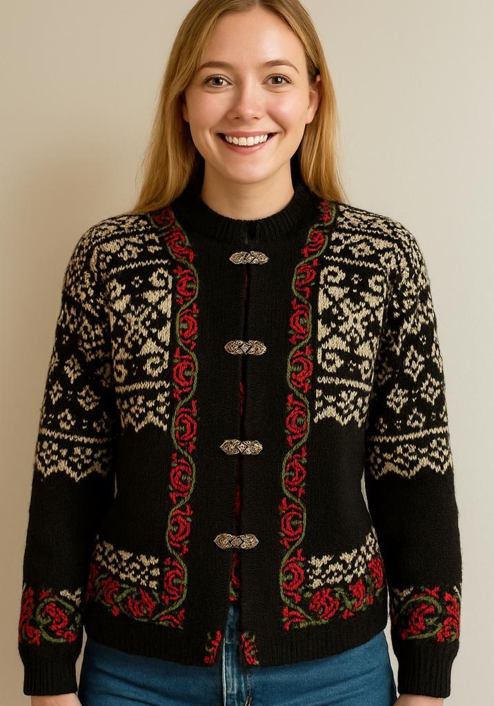 Eveböfoss noorse trui/ vest wol zwart, Kleding | Dames, Truien en Vesten, Zo goed als nieuw, Maat 36 (S), Zwart, Verzenden