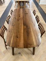 Walnoten tafel deens ovaal 220x100cm incl. 6 stoelen, Ophalen, Vijf personen of meer, Ovaal, 200 cm of meer