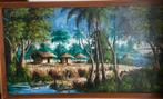 Schilderij uit Zaïre - Dorpsgezicht, Ophalen of Verzenden