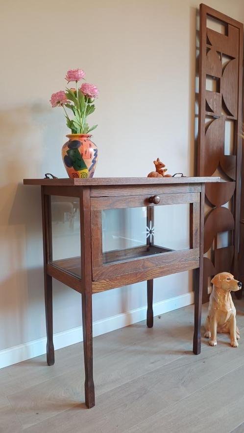 6. Mooi strak vintage theekastje met ster, Huis en Inrichting, Kasten | Vitrinekasten, Zo goed als nieuw, Minder dan 100 cm, 50 tot 100 cm