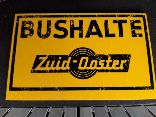 Originele haltebord Zuid-Ooster autobusdiensten jaren 70, Verzamelen, Spoorwegen en Tramwegen, Gebruikt, Bus of Metro, Overige typen
