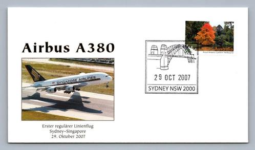 FDC airbus A380 Australië Sydney NSW 2000 Singapore 2007, Postzegels en Munten, Postzegels | Eerstedagenveloppen, Onbeschreven