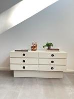 Vintage wit houten ladekast, jaren 60, Ophalen, 100 tot 150 cm, 5 laden of meer, Sixties, retro, jaren 60, midcentury