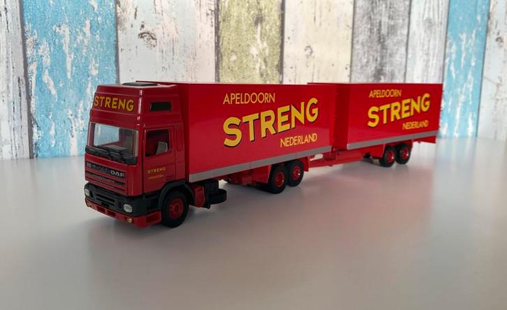Tekno DAF 95 topsleeper Streng Apeldoorn, Hobby en Vrije tijd, Modelauto's | 1:50, Zo goed als nieuw, Bus of Vrachtwagen, Tekno