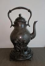 Antieke Tinnen schenkkan met warmhouder, Antiek en Kunst, Ophalen of Verzenden
