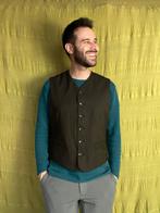 Vintage gilet / waistcoat / bruin / zwart / print / large /, Kleding | Heren, Maat 52/54 (L), Bruin, Vintage, Ophalen of Verzenden