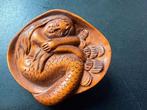 Grote boxwood Netsuke van Zeemeermin in een schelp, Ophalen of Verzenden