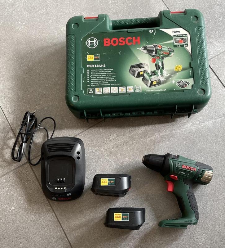 Bosch PSR 18 LI-2 accuboormachine, Doe-het-zelf en Verbouw, Gereedschap | Boormachines, Gebruikt, Boor- en Schroefmachine, Variabele snelheid