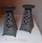 Set van 2 metalen kandelaars, 25 tot 50 cm, Ophalen of Verzenden, Zo goed als nieuw, Metaal