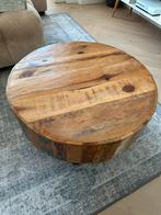 Massief Houten Salontafel, Ophalen, Gebruikt, Rond, 50 tot 100 cm