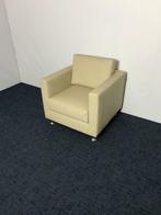 Fauteuil Domingo Italy, crème/wit leder, Ophalen, Gebruikt, 50 tot 75 cm, Leer