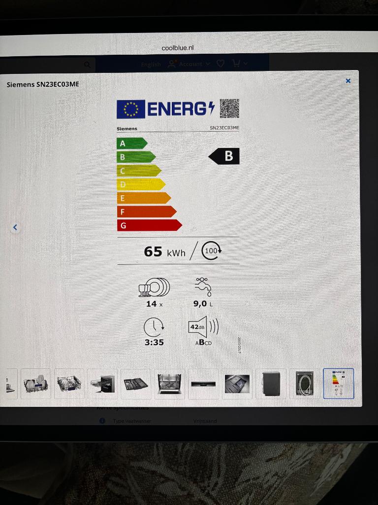 Siemens iq300 vaatwasser, Ophalen, Minder dan 85 cm, Minder dan 10 liter, Zo goed als nieuw