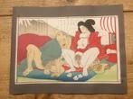 Antieke Japanse shunga houtblok prent, Antiek en Kunst, Verzenden