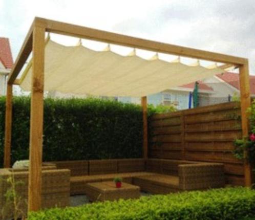 Lamellendoek Sunnysail 430x250 cm. beige, Tuin en Terras, Schaduwdoeken, Nieuw, Ophalen