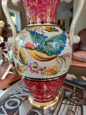 H. Bequet Quaregnon Vaas met Vogeldecor kerst brocante beschikbaar voor biedingen